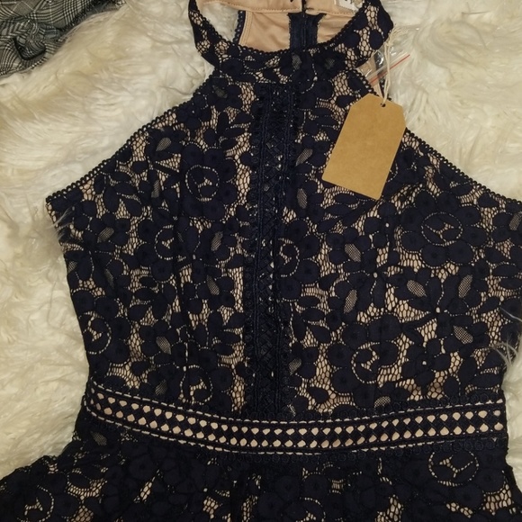 Navy lace dress prom, wedding, Easter, babyshower, office casual wear - Picture 2 of 4